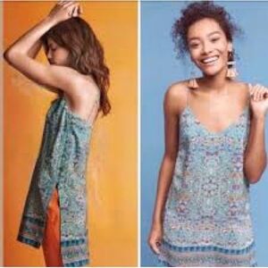 Anthropologie Maeve Meret Silk Floral Cami V-Neck Strappy Tank Top Boho Size 4